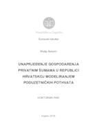 Unaprjeđenje gospodarenja privatnim šumama u Republici Hrvatskoj modeliranjem poduzetničkih pothvata