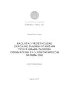 Ekološko – vegetacijske značajke šumskih stanišnih tipova Grada Zagreba obuhvaćenih ekološkom mrežom NATURA 2000