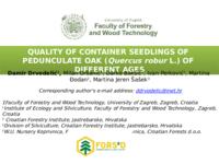 Quality of container seedlings of Pedunculate oak (Quercus robur L.) of different ages