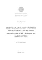prikaz prve stranice dokumenta Genetska raznolikost hrvatskih provenijencija obične bukve  (Fagus sylvatica L.) u odgovoru na sušni stres