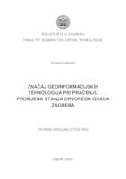 prikaz prve stranice dokumenta Značaj geoinformacijskih tehnologija pri praćenju promjena stanja drvoreda grada Zagreba